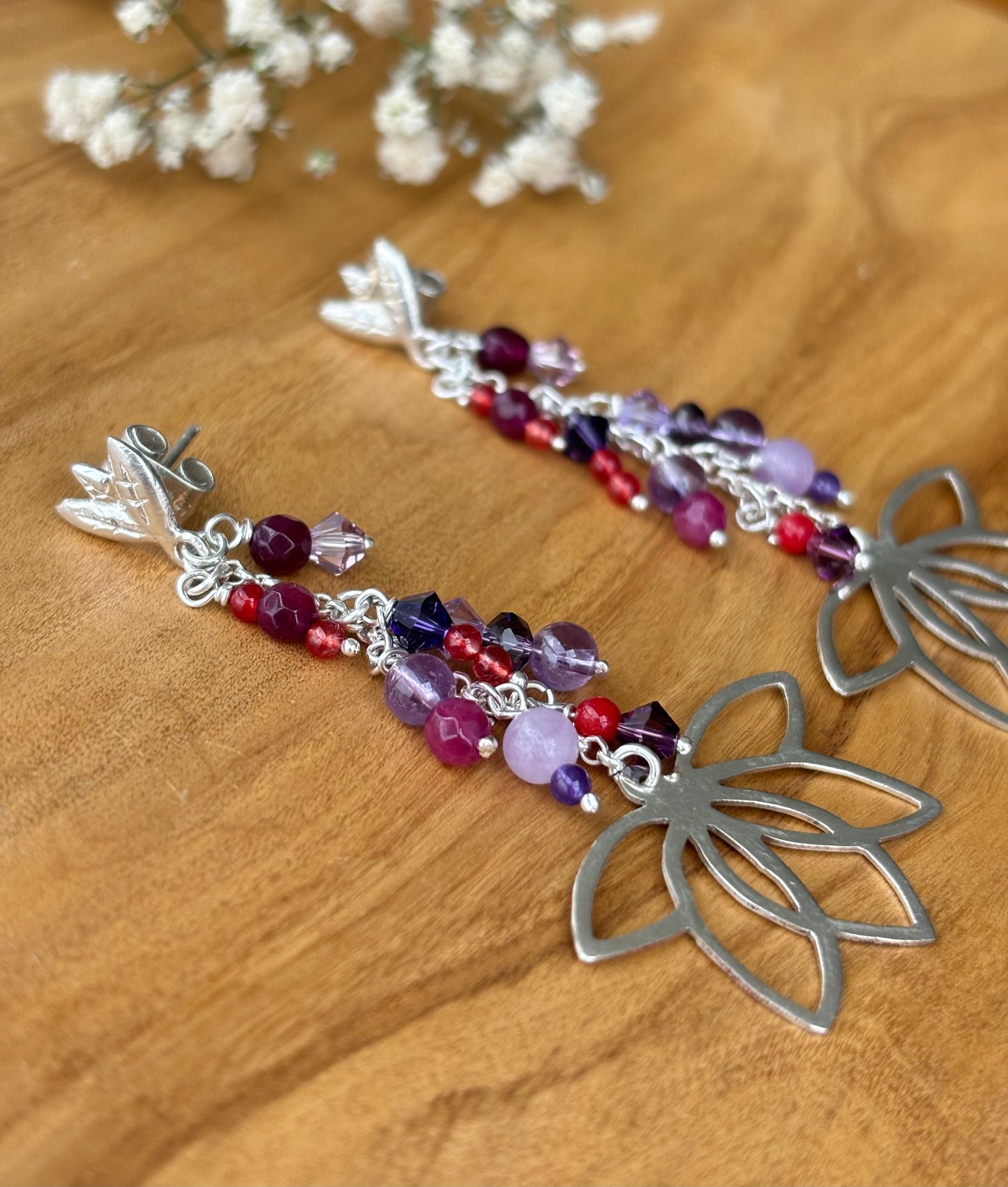 ARETES PALMA morada