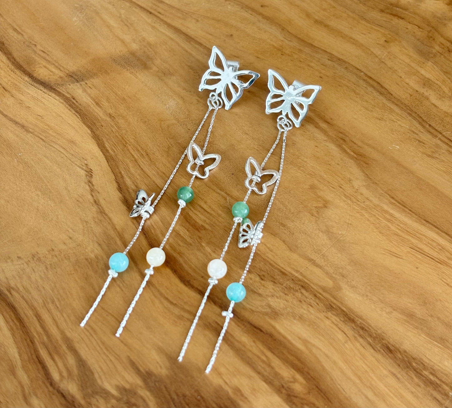 ARETES MARIPOSA MONARCA aqua
